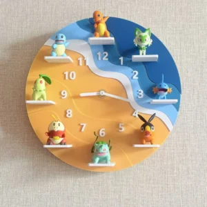 Reloj de pared temático de criaturas coleccionables 3D con figuras decorativas impresas en 3D